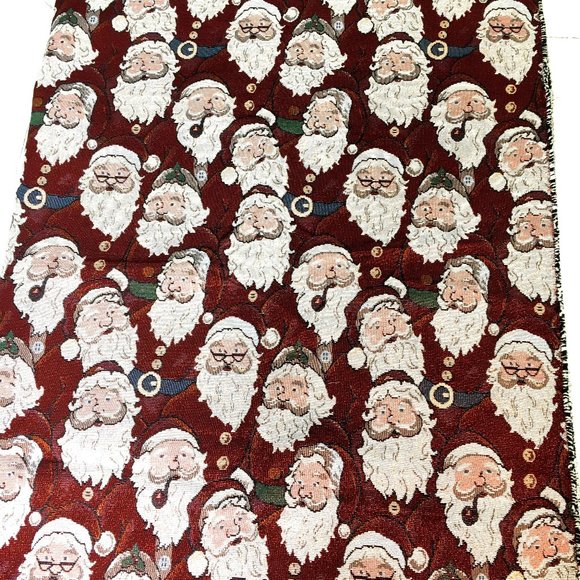 Vintage Santa Faces tapestry fabric 2 yards 
Christmas projects or gifts. - Picture 1 of 13